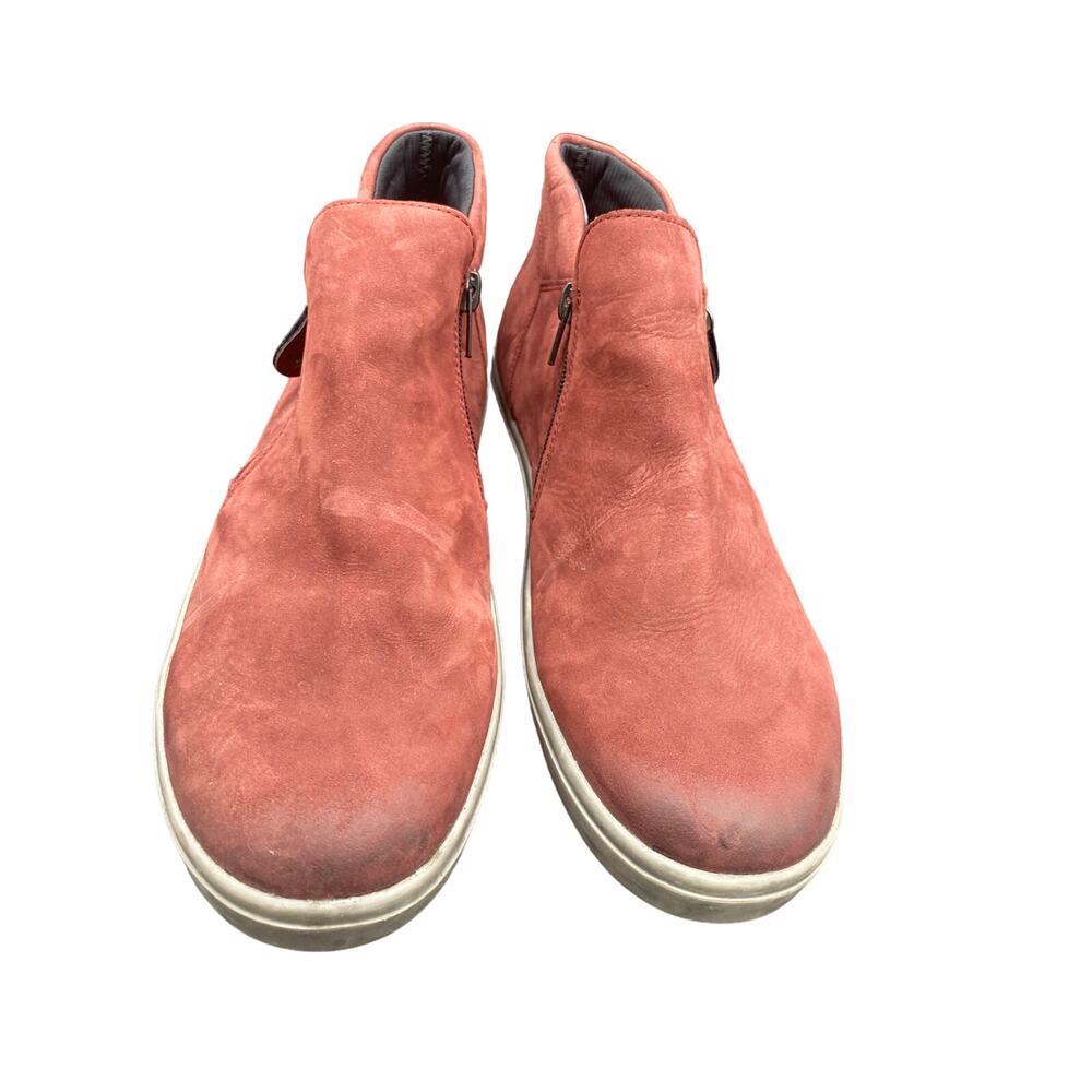 Ramonte Womens 9.5 Red Nubuck Leather Zip Up Memory Foam Ankle Boots Shoes - Picture 2 of 7